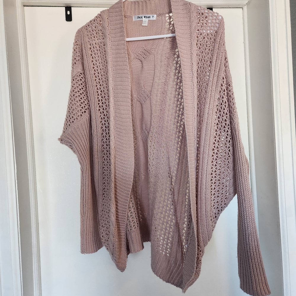 Say What? Women's Pink Open-Front Cardigan